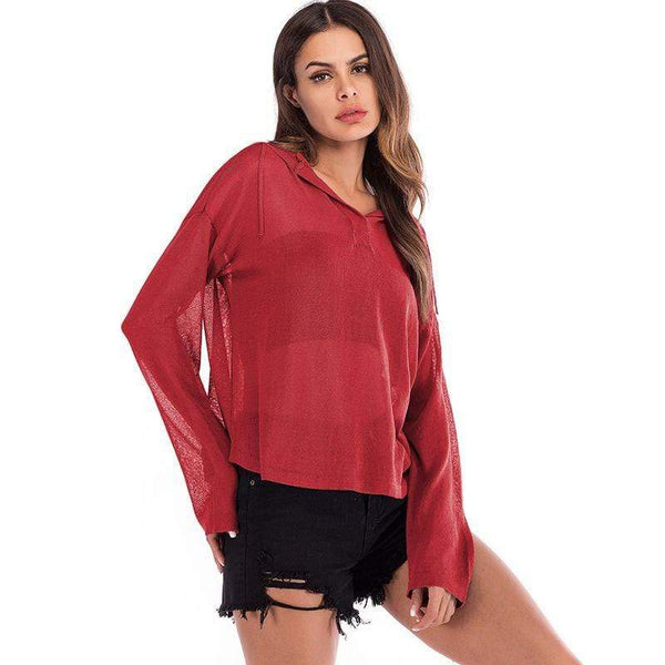 Women Solid Color Bottoming Thin Pattern Fashion Knitted Top