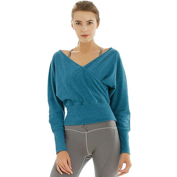 Women Solid Color Casual Dolman Sleeves Breathable Yoga Top