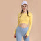 Women Solid Color Irregular Hem Long-sleeve Cropped Sportswear