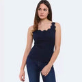 Women Solid Color Lace Pattern Summer Basic Camis