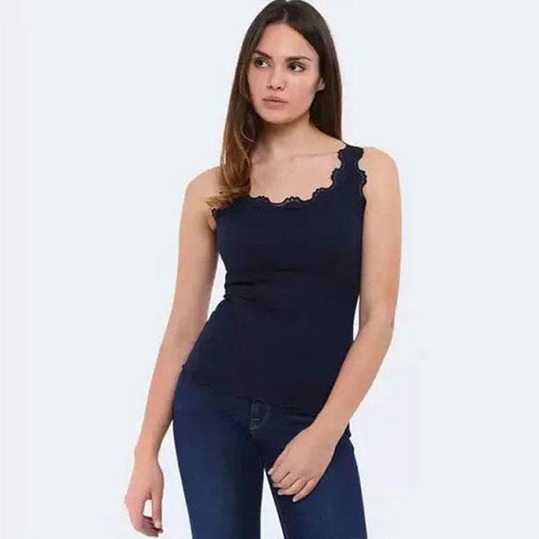 Women Solid Color Lace Pattern Summer Basic Camis