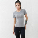Women Solid Color Round Collar Mesh Hollow Out Breathable Work-out Top
