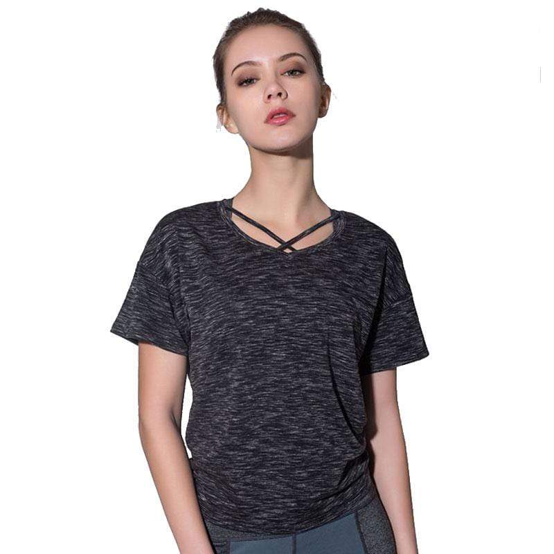 Women Solid Color Short-sleeve Breathable Quick-dry Sports Top