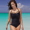 Women Solid Color Unique Hollow Design Plus Size Halter Swimwear