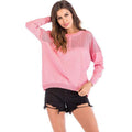 Women Solid Color Unique Hollow Out Design Long Sleeves Loose Sweater