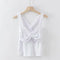 Women Solid Color V Neck Back Crossed Design Knitted Tank Top