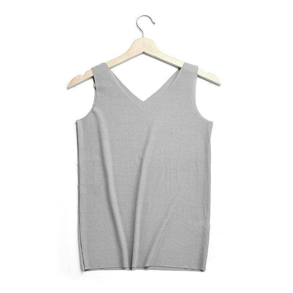 Women Solid Color V Neck Sleeveless Figure Flattering Quick-drying Seamless Camisole