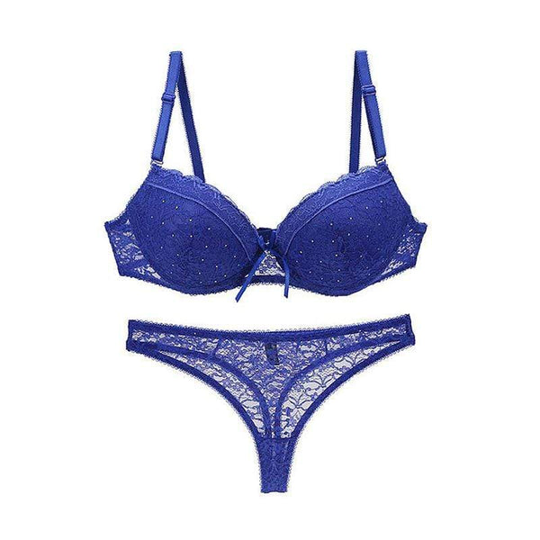 Women Style Fashion Design Solid Color Lace Hot Sexy Push Up Bra Panty Set