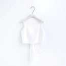 Women Summer Simple Casual Solid Color Spaghetti Strap Crop Top