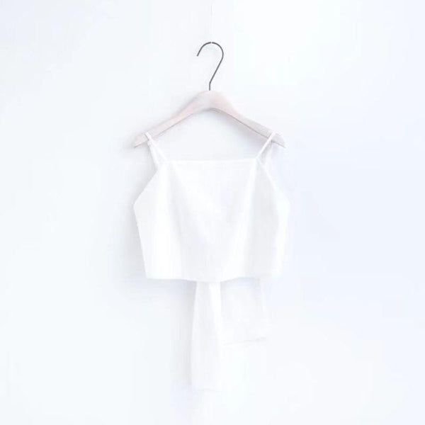 Women Summer Simple Casual Solid Color Spaghetti Strap Crop Top