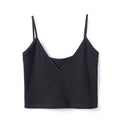 Women Summer V Neck Solid Color Knitted Wrap Camisole