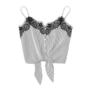 Women Sweet Sexy Dating Wear Lace-up Hem Lace Camisole