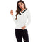 Women Unique Cross V Neck Design Casual Long Sleeves Sweater