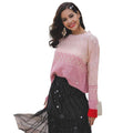 Young Lady Cozy Loose Pattern Long-sleeve Short Length Sweater