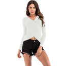 Young Women Unique Crossing Design Solid Color Knitted Top