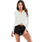 Young Women Unique Crossing Design Solid Color Knitted Top