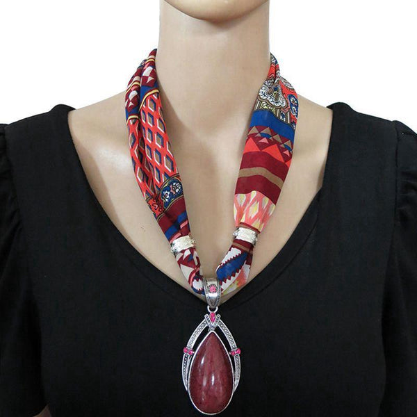 Hot Sale Fashion Drop Shape Pendant Women Chiffon Scarf
