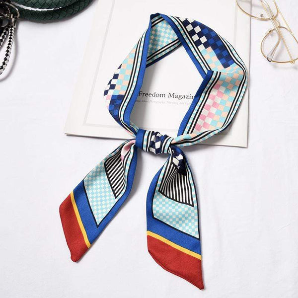 Hot Sale Women Unique Block Color Geometric Plaid Print Slim Scarf