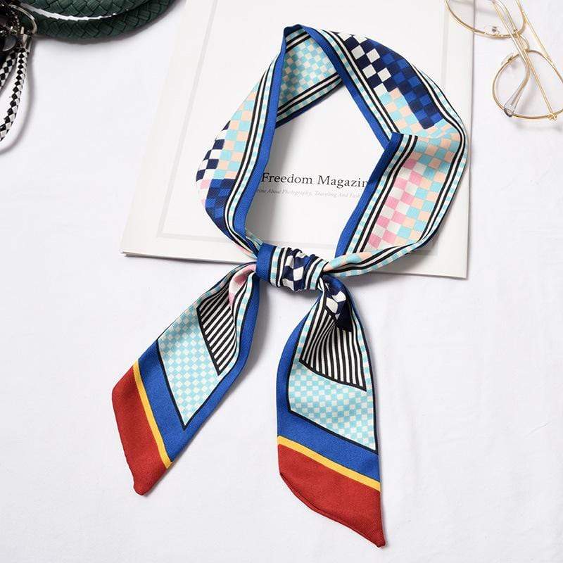 Hot Sale Women Unique Block Color Geometric Plaid Print Slim Scarf