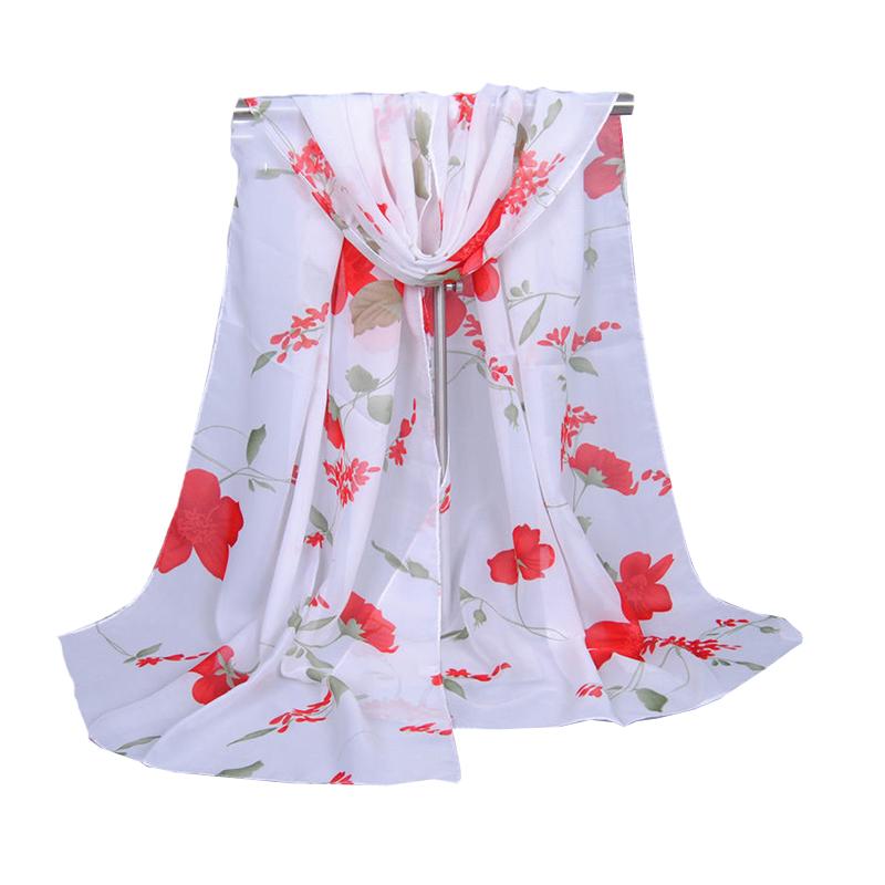 TIY Scarves New Trendy Multicolor Leaf And Flower Female's Chiffon Scarf TIY