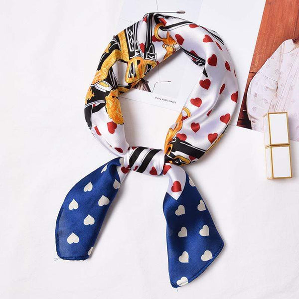 TIY Scarves Romantic Hearts Chain Print Bright Color Women Satin Scarf TIY