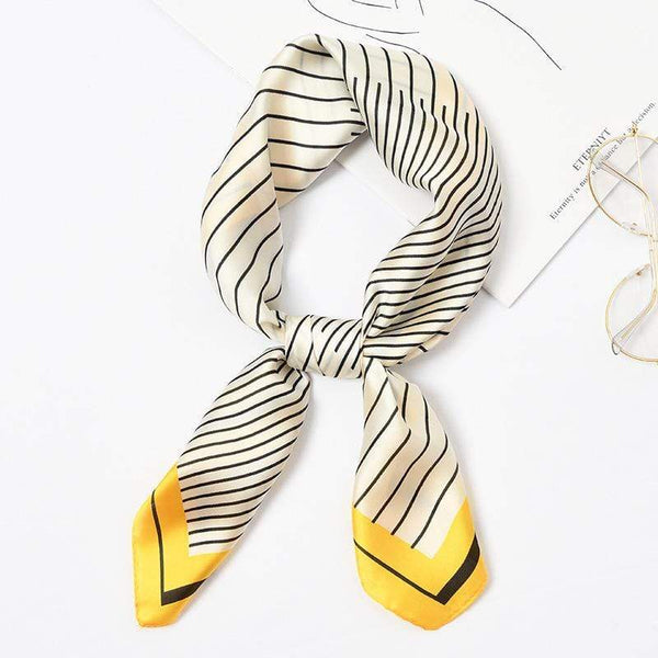 TIY Scarves Simple Design Stripes Print Bright Color 70cm Satin Scarf TIY