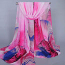 TIY Scarves Smooth Chiffon Leaf Printing Autumn & Winter Shawl Scarves TIY