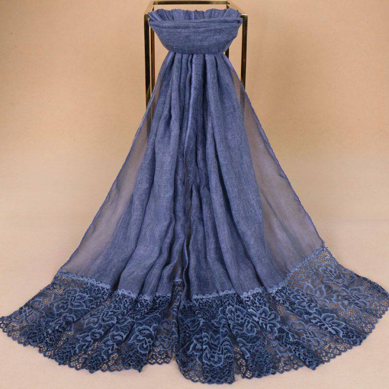 TIY Scarves Solid Color Cotton Fabric Women Lace Scarf TIY