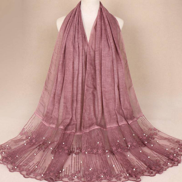 TIY Scarves Solid  Color Good Quality Cotton Fabric Lace Patchwork Scarf TIY