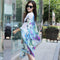 Summer Hot Selling Style Floral Printed Beach Sunscreen Pearl Button Scarf