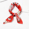 Sweet Women Fresh Flower Print Bright Color Satin Scarf