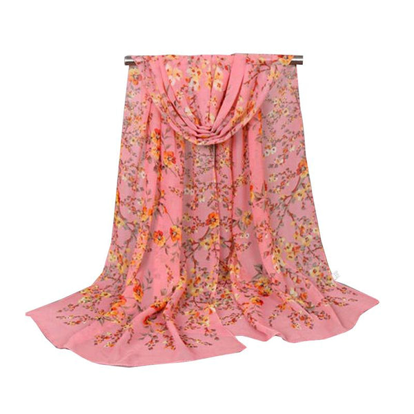 Trendy Floral  Plum Female's Chiffon Scarf
