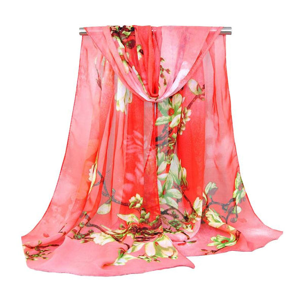 Trendy Multicolor Magnolia Female's Chiffon Scarf