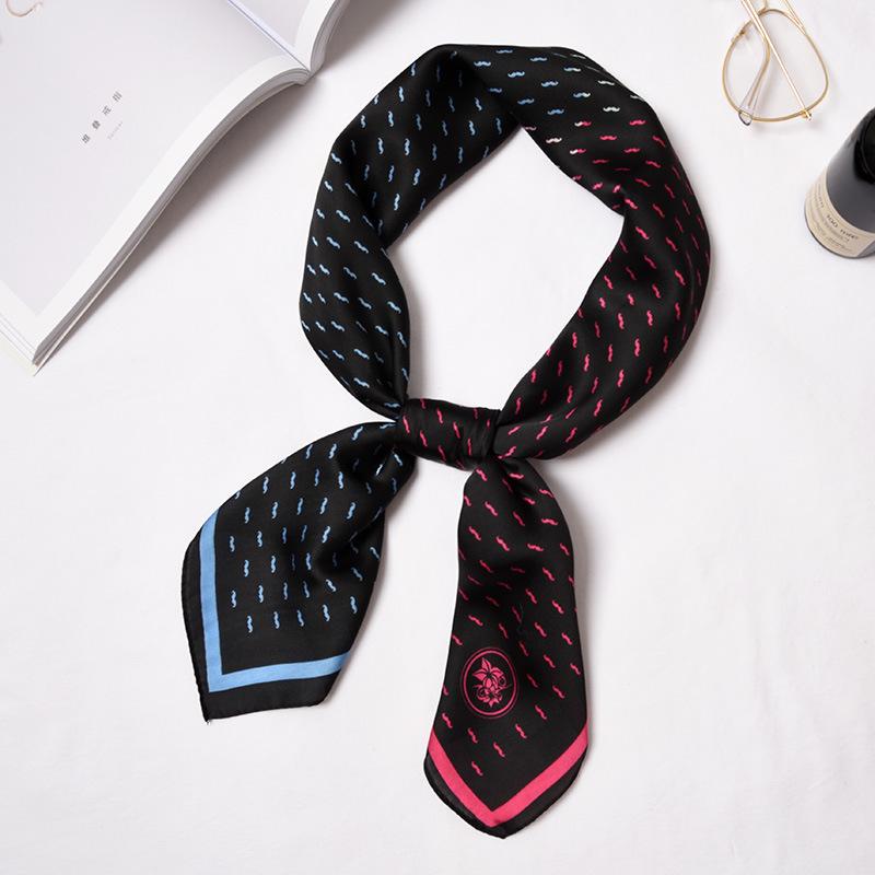 Unique Cartoon Mustache Print 70cm Women Square Scarf