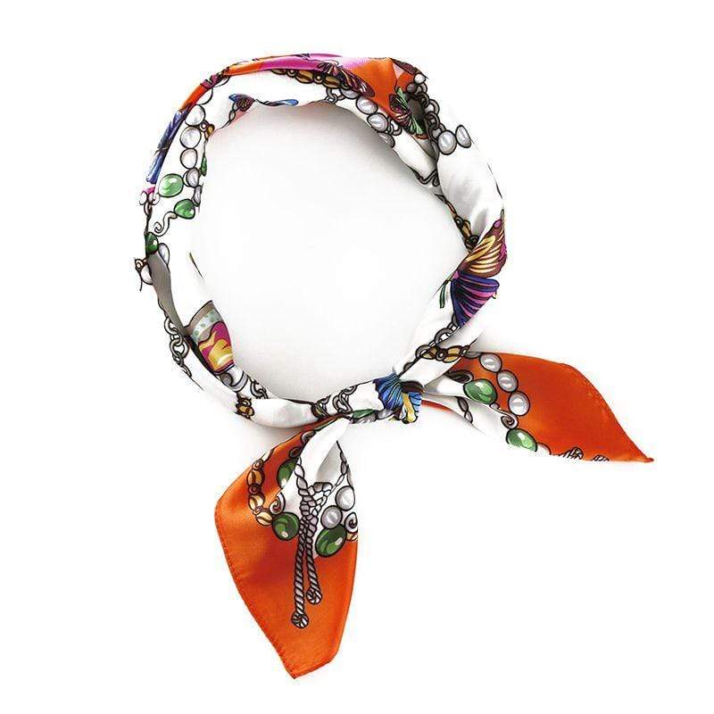 Unique Chain And Butterfly Print Elegant Women Imitated Silk Scarf