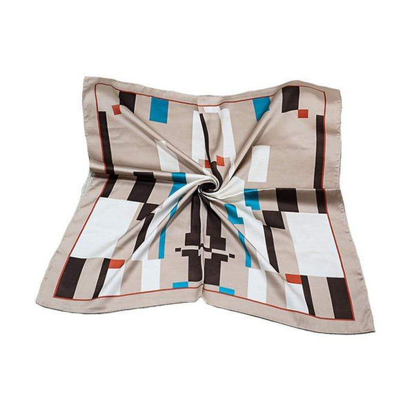 Unique Contrast Color Geometric Pattern Graceful Silk Square Scarf