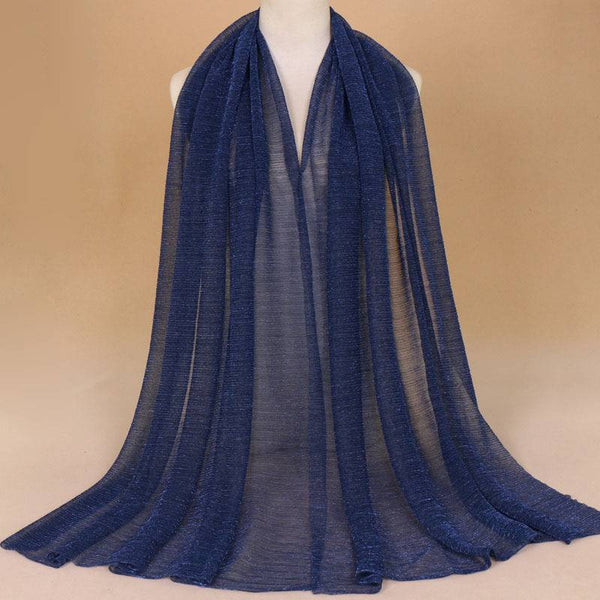 TIY Scarves Unique Design Plain Pattern Pleated Polyester Fabric Women Scarf TIY