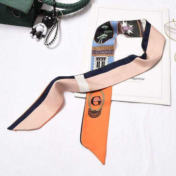 Unique Oval Floral Print Women Multicolor Slim Scarf