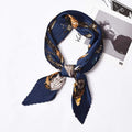 Unique Pleated Design Women Boots Print Satin Scarf
