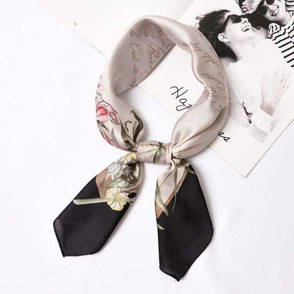 TIY Scarves Vintage Floral Pattern Print Women Vintage Satin Scarf TIY