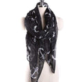 TIY Scarves Vintage Style Anchor Print Women Voile Shawl Scarf TIY