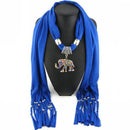TIY Scarves Vintage Style Multicolor Rhinestone Alloy Elephant Pendant Necklace Scarf TIY