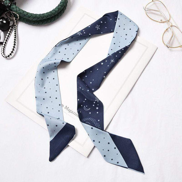 Women Vintage Pattern Moon Star Printed Slim Scarf