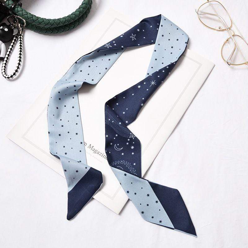 Women Vintage Pattern Moon Star Printed Slim Scarf