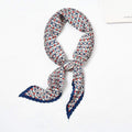 Women Vintage Print Unique Pleated Satin Square Scarf