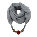Women Vintage Style Ceramic Beads Pendant Necklace Wrapped Scarf
