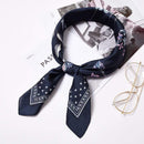 Young Lady Fashion Flower Print Vintage Satin Scarf