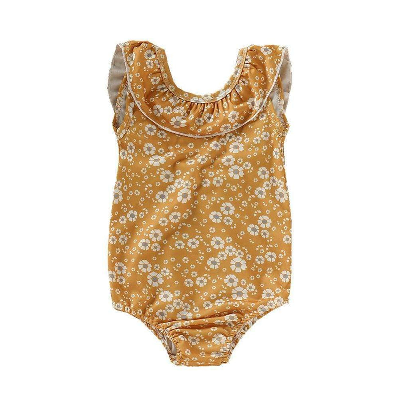 TIY Swimwear One Piece Girl Floral Print Backless Swimwear TIY