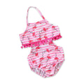 TIY Swimwear One Piece Girls Flamingo Printed Tassel Design Halter Swimwear TIY