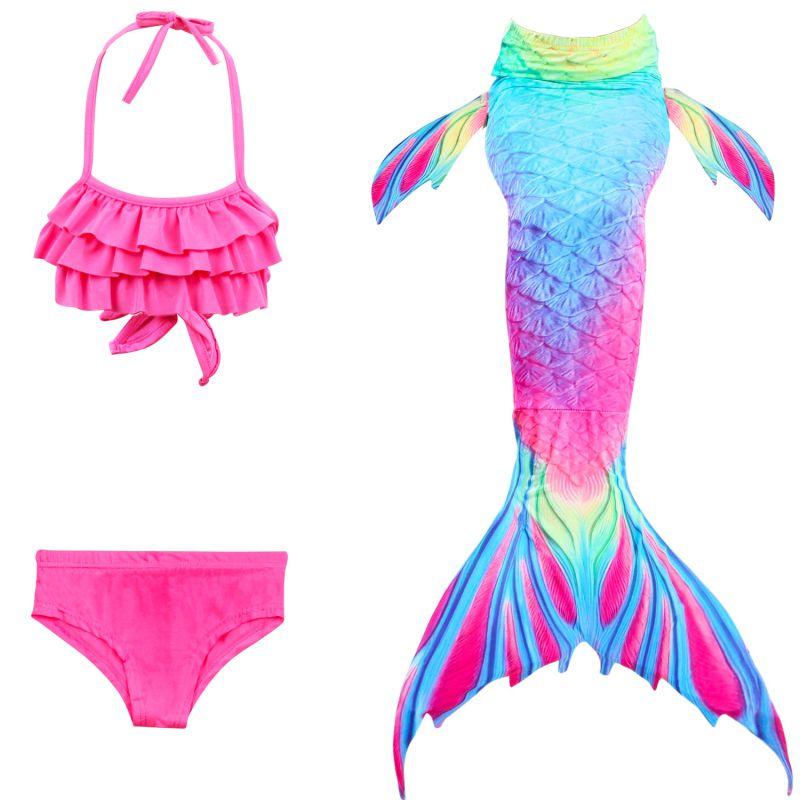 TIY Swimwear Pretty Girls Mermaid Tail Bikini Swimsuits 3 Pcs Set TIY